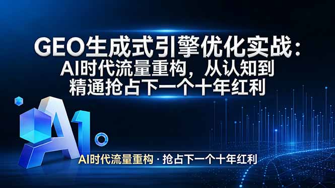 GEO 生成式引擎优化实战：AI时代流量重构，从认知到精通抢占下一个十年红利-云泽轻创网