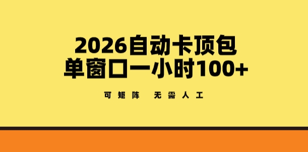 2026自动卡顶包玩法，单窗口一小时100+，可矩阵操作，无需人工【揭秘】-云泽轻创网