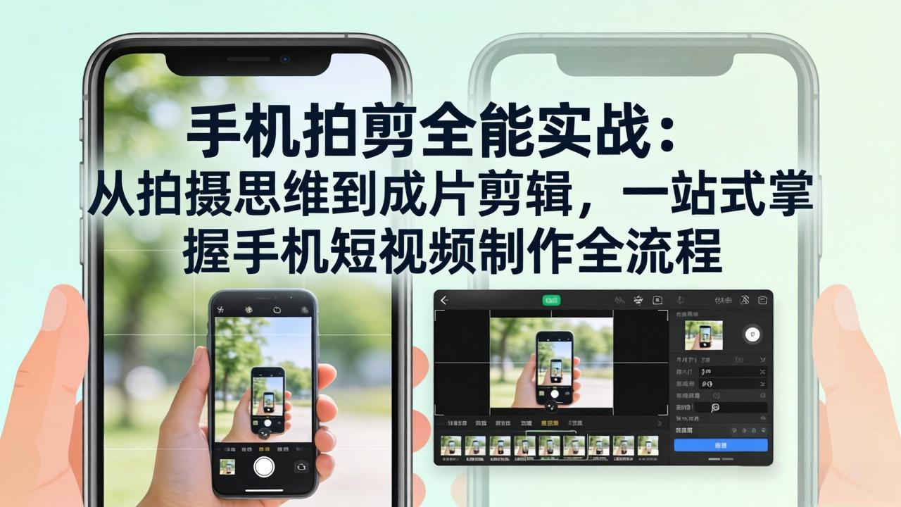手机拍剪全能实战：从拍摄思维到成片剪辑，一站式掌握手机短视频制作全流程-云泽轻创网