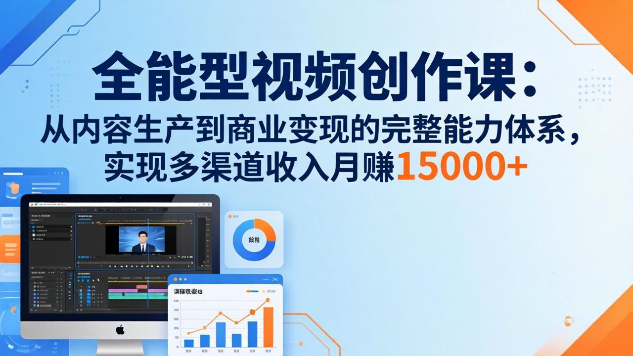 全能型视频创作课-26年3月更新：从内容生产到商业变现的完整能力体系，多渠道收入月赚15000+-云泽轻创网