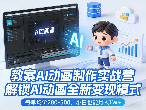 教案AI动画制作实战营，解锁AI动画全新变现模式，每单均价200-500，小白也能月入1W+-云泽轻创网