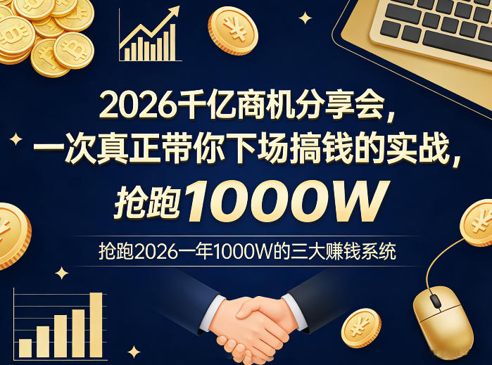 2026千亿商机分享会，一次真正带你下场搞钱的实战，抢跑2026一年1000W的三大賺钱系统-云泽轻创网