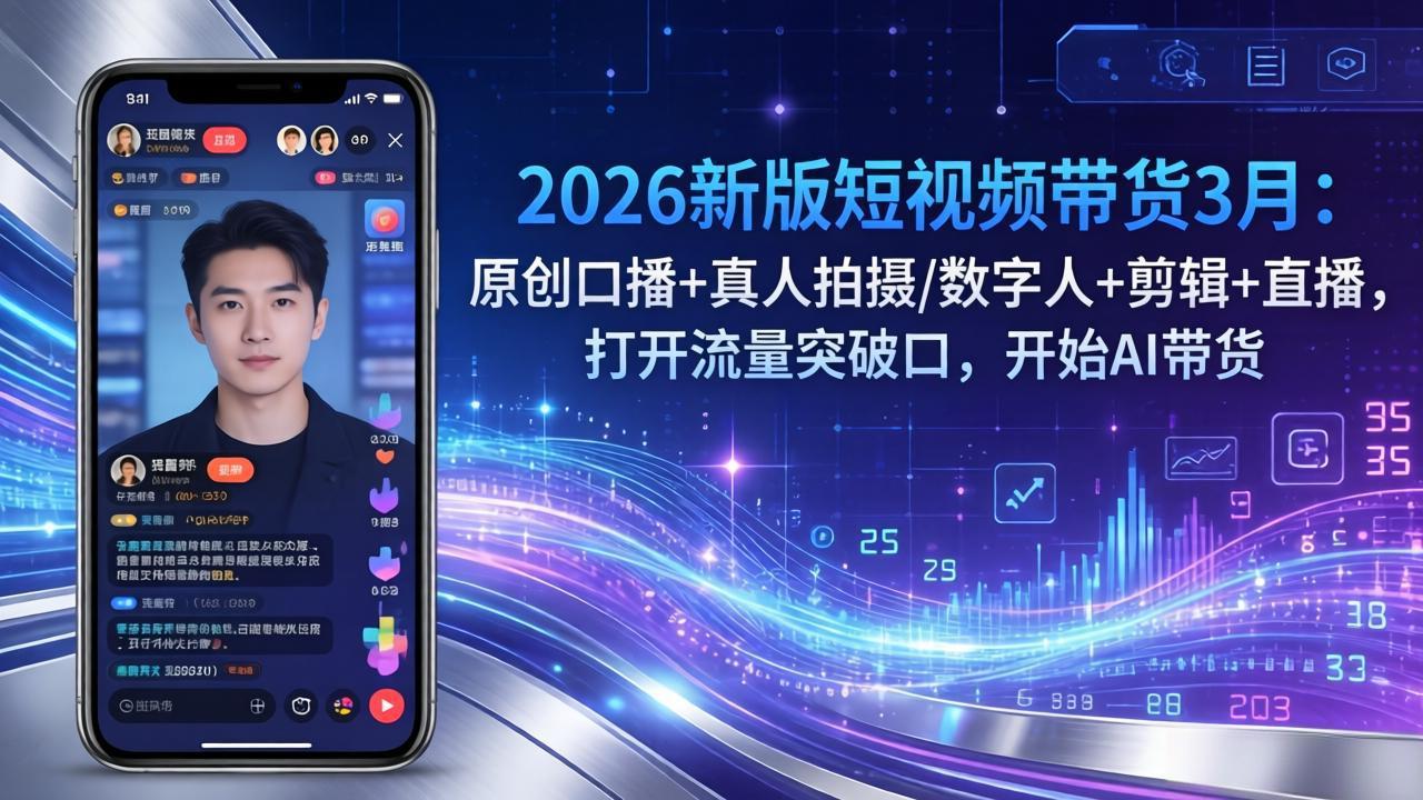 2026新版短视频带货3月：原创口播+真人拍摄/数字人+剪辑+直播，打开流量突破口，开始AI带货-云泽轻创网