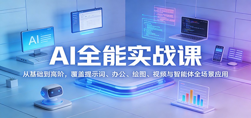 AI全能实战课：从基础到高阶，覆盖提示词、办公、绘图、视频与智能体全场景应用-云泽轻创网