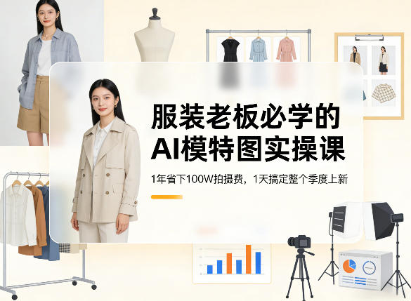 服装老板必学的AI模特图实操课，1年省下100W拍摄费，1天搞定整个季度上新-云泽轻创网