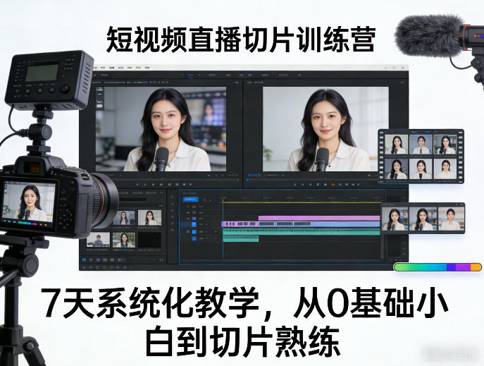 短视频直播切片训练营，7天系统化教学，从0基础小白到切片熟练-云泽轻创网