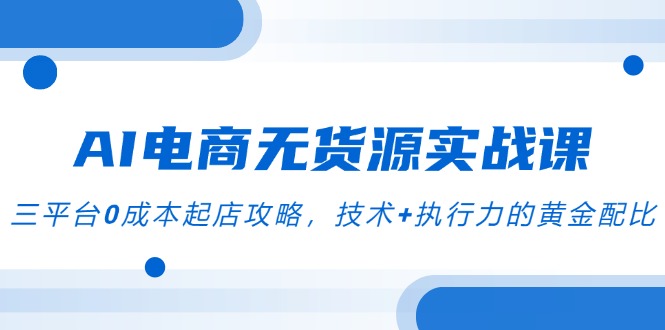 AI电商无货源实战课，三平台0成本起店攻略，技术+执行力的黄金配比-云泽轻创网