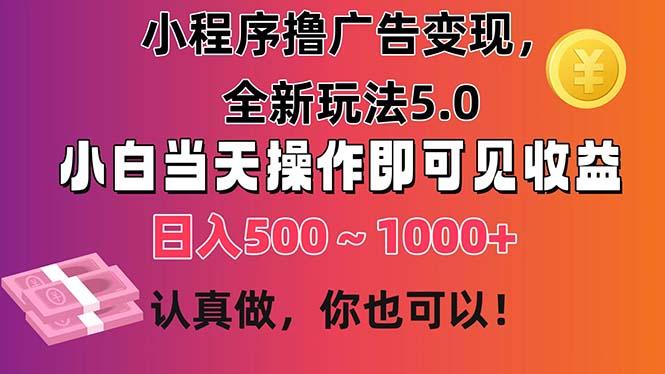 小程序撸广告变现，全新玩法5.0，小白当天操作即可上手，日收益 500~1000+-云泽轻创网