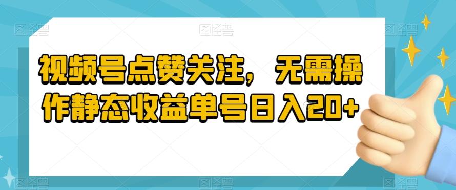 视频号点赞关注，无需操作静态收益单号日入20+-云泽轻创网