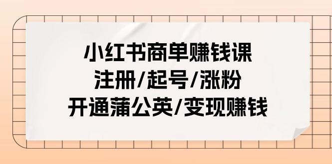 小红书商单赚钱课：注册/起号/涨粉/开通蒲公英/变现赚钱(25节课)-云泽轻创网