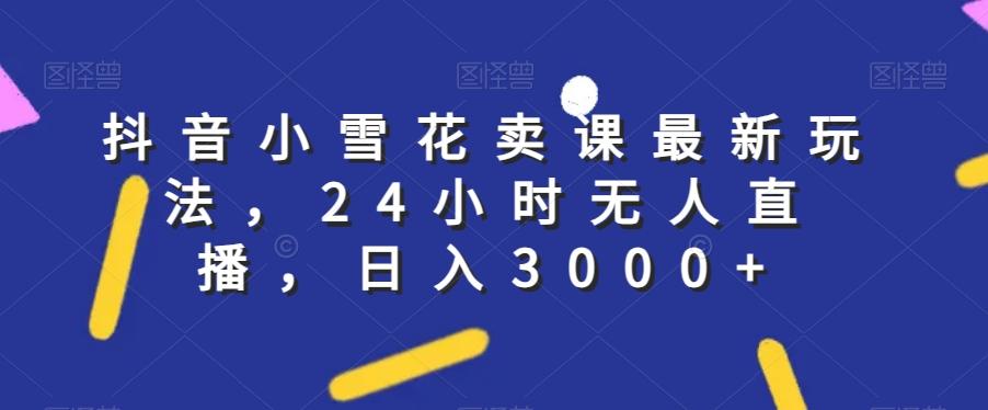 抖音小雪花卖课最新玩法，24小时无人直播，日入3000+【揭秘】-云泽轻创网
