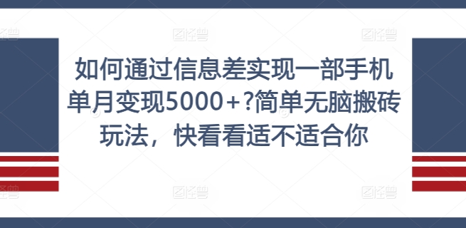 如何通过信息差实现一部手机单月变现5000+?简单无脑搬砖玩法，快看看适不适合你【揭秘】-云泽轻创网