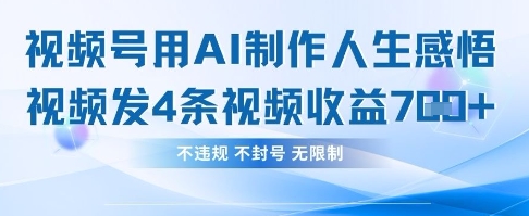 用AI做人生感悟视频，4条视频当天收益782-云泽轻创网