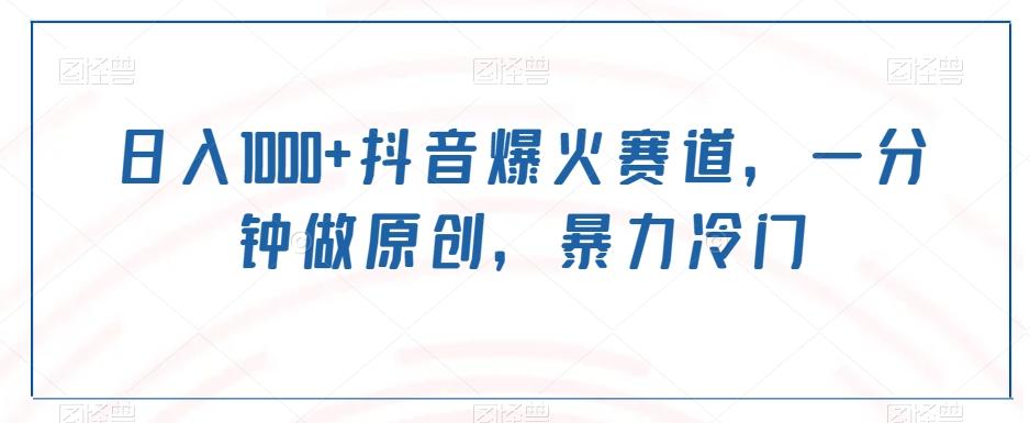 日入1000+抖音爆火赛道，一分钟做原创，暴力冷门-云泽轻创网