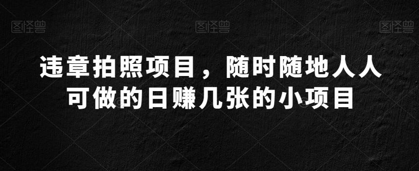 违章拍照项目，随时随地人人可做的日赚几张的小项目-云泽轻创网