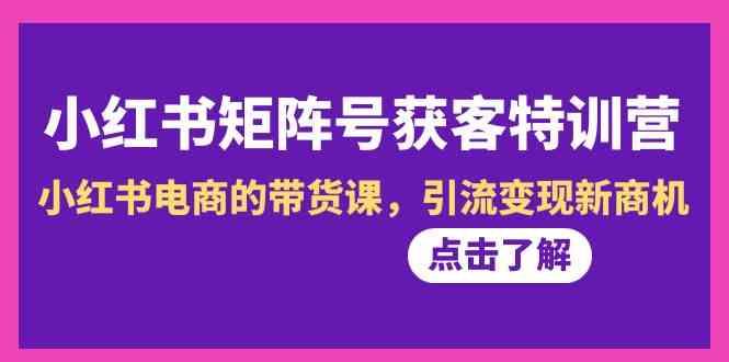 小红书矩阵号获客特训营-第10期，小红书电商的带货课，引流变现新商机-云泽轻创网