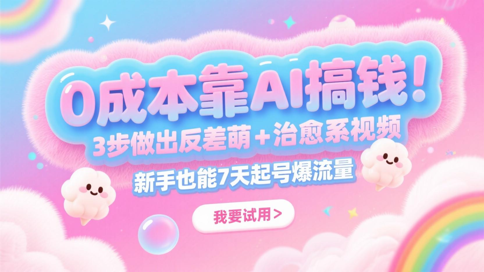 0成本靠AI搞钱!3步做出反差萌+治愈系视频,新手也能7天起号爆流量,月入5位数-云泽轻创网
