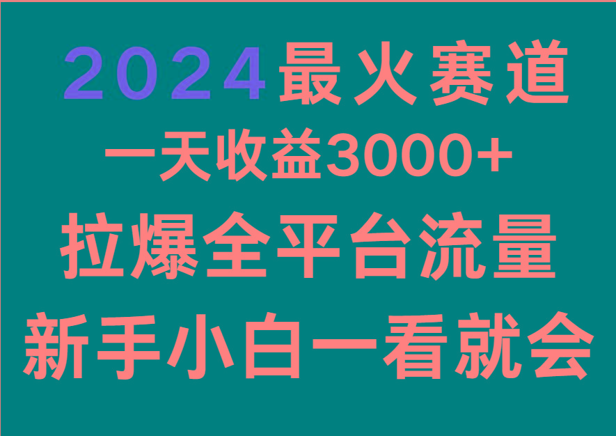 2024最火赛道,一天收一3000+.拉爆全平台流量,新手小白一看就会-云泽轻创网