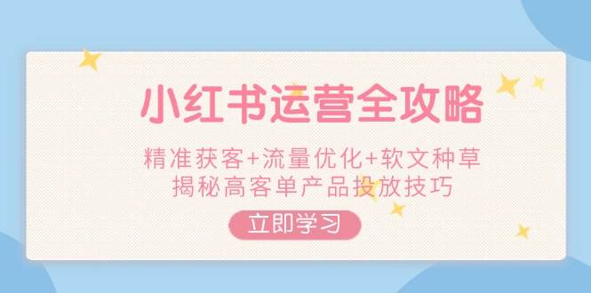 小红书运营全攻略,精准获客+流量优化+软文种草,揭秘高客单产品投放技巧-云泽轻创网