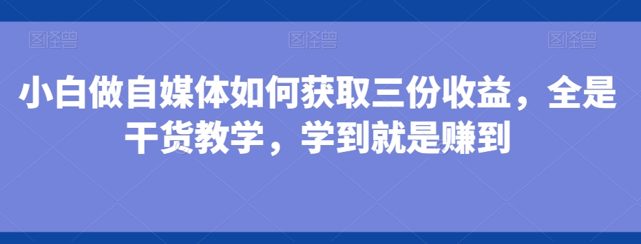 小白做自媒体如何获取三份收益，全是干货教学，学到就是赚到-云泽轻创网