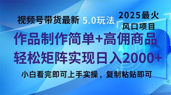 视频号带货最新5.0玩法，作品制作简单，当天起号，复制粘贴，轻松矩阵…-云泽轻创网