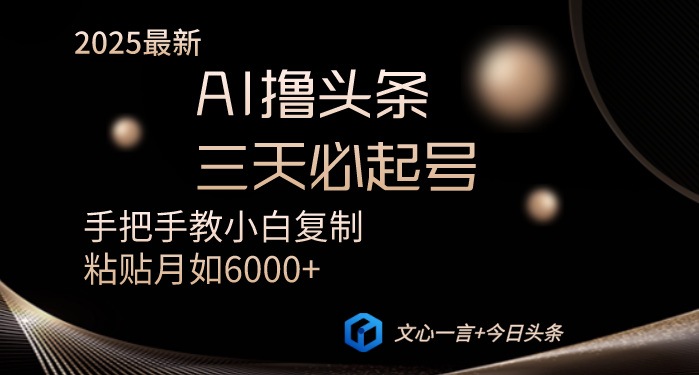 AI撸头条三天必起号手把手教小白复制粘贴月入6000+教程-云泽轻创网