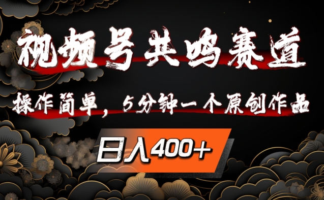 视频号共鸣赛道，操作简单，5分钟1个原创作品，日入几张【揭秘】-云泽轻创网