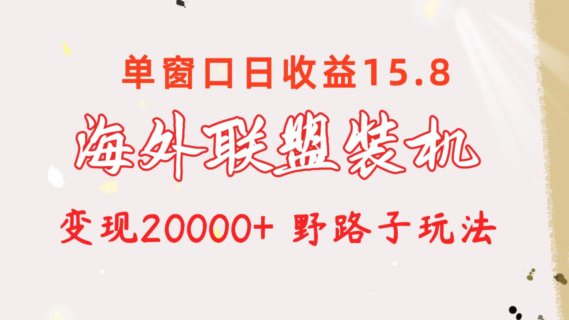海外联盟装机 单窗口日收益15.8  变现20000+ 野路子玩法-云泽轻创网