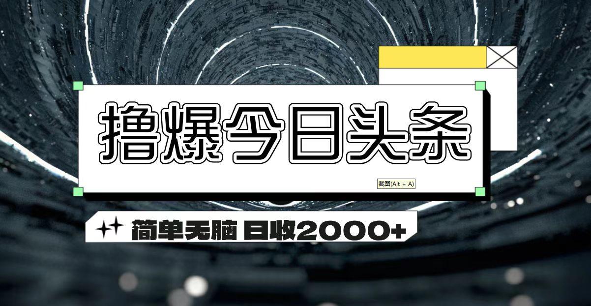 撸爆今日头条 简单无脑操作 日收2000+-云泽轻创网