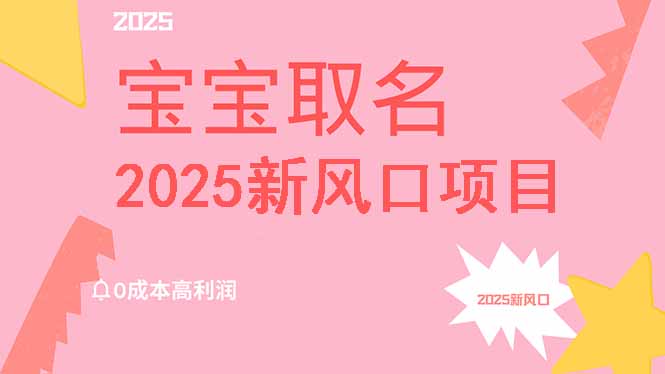 2025新风口项目宝宝取名，0成本高利润，附保姆级教程，月入过万不是梦-云泽轻创网