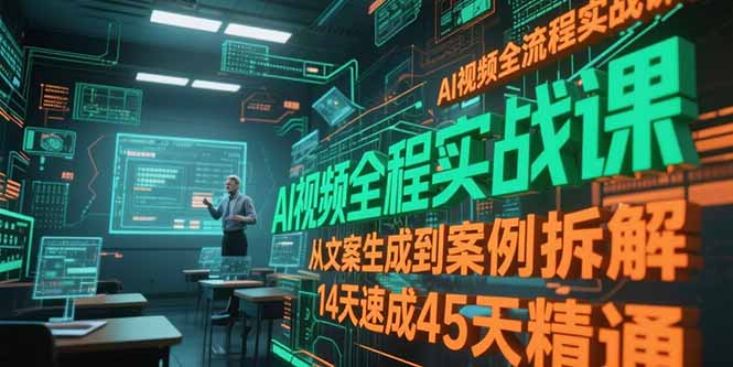 AI视频全流程实战课，从文案生成到案例拆解，14天速成45天精通-云泽轻创网