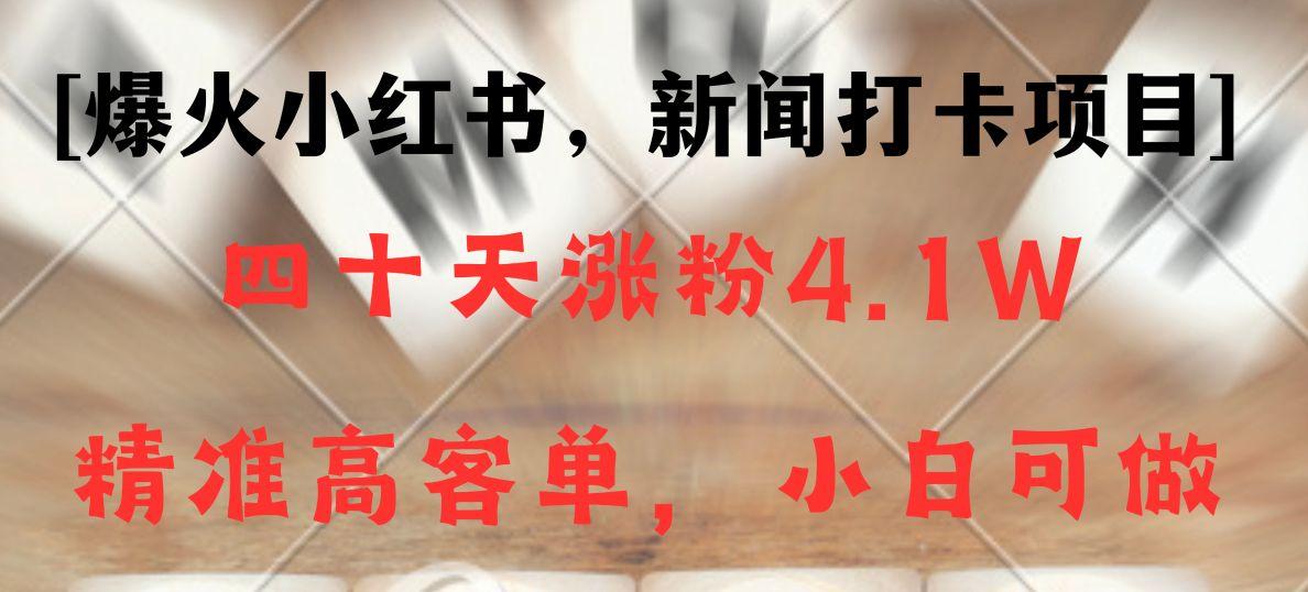 新闻打卡项目,小红书40天涨粉4.1w,高客单精准粉,变现能力超强-云泽轻创网