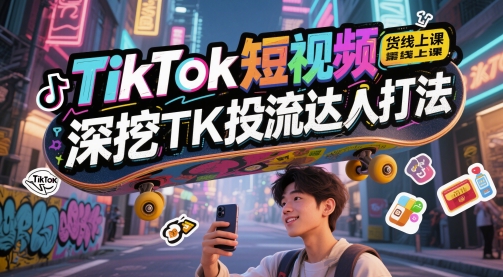 TikTok短视频带货线上课，深挖TK投流达人打法-云泽轻创网