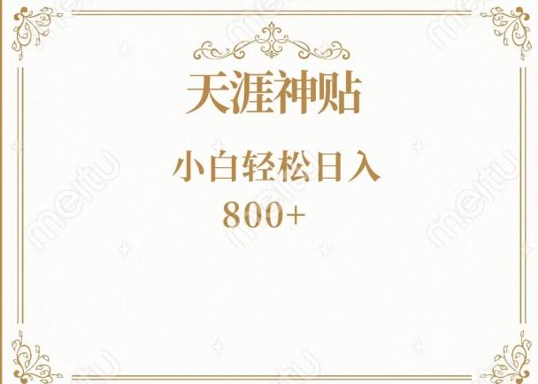 神级项目！天涯神贴再现江湖！小白轻松入手，三个月变现10w+-云泽轻创网