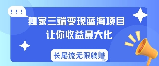 独家三端变现蓝海项目，让你收益最大化，长尾流无限躺挣-云泽轻创网