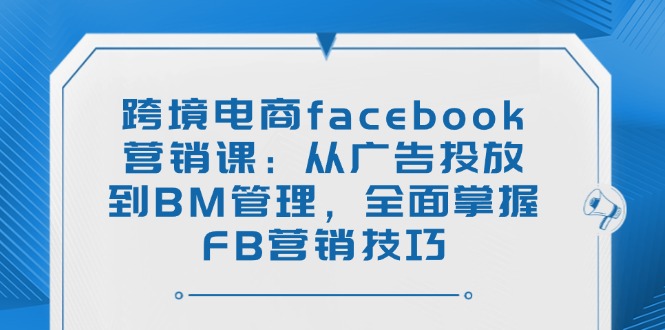 跨境电商facebook营销课：从广告投放到BM管理，全面掌握FB营销技巧-云泽轻创网