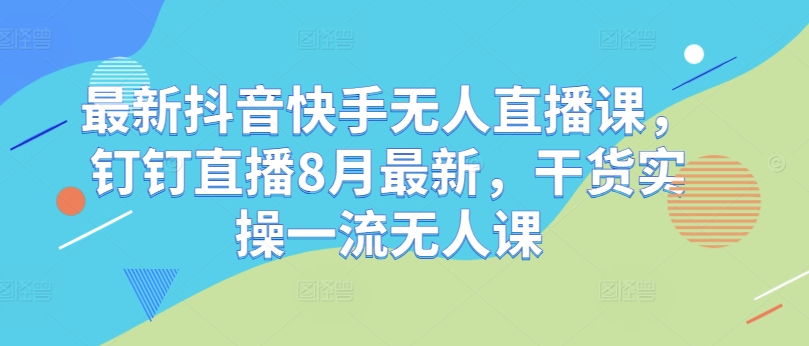 最新抖音快手无人直播课，钉钉直播8月最新，干货实操一流无人课-云泽轻创网