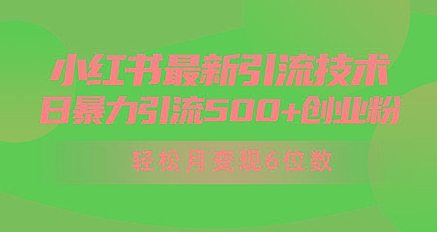 (9871期)日引500+月变现六位数24年最新小红书暴力引流兼职粉教程-云泽轻创网