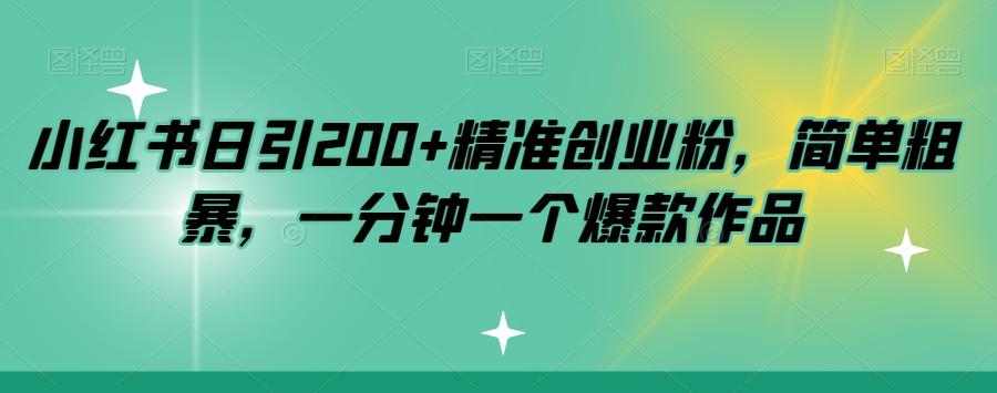 小红书日引200+精准创业粉，简单粗暴，一分钟一个爆款作品【揭秘】-云泽轻创网