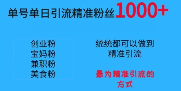 单号单日引流精准粉丝1000+，最为精准引流的方式-云泽轻创网