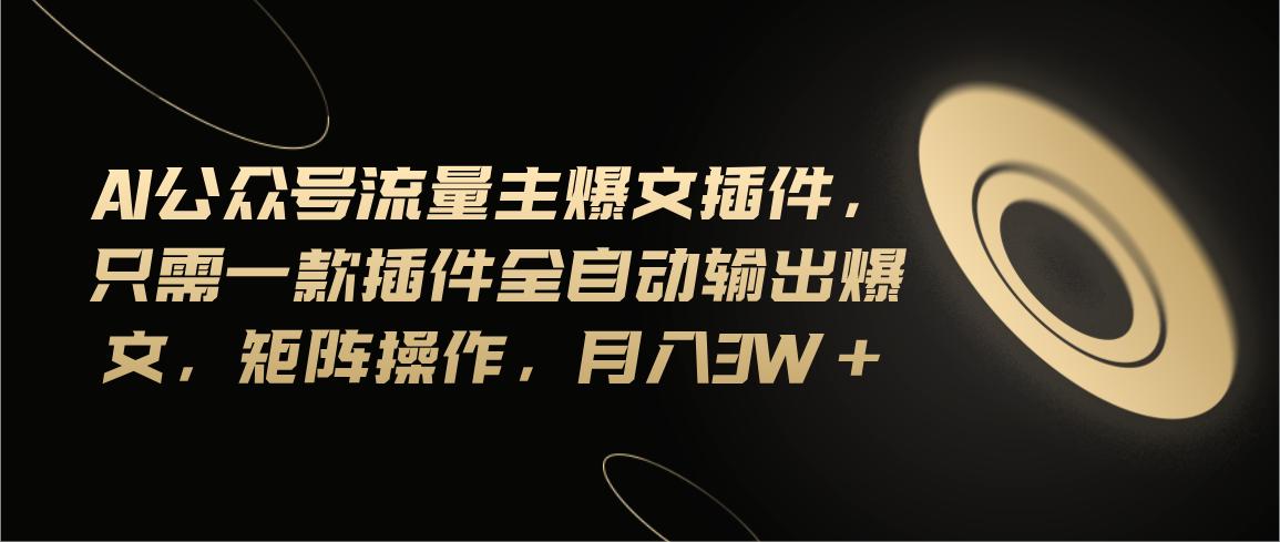 Ai公众号流量主爆文插件，只需一款插件全自动输出爆文，矩阵操作，月入3w+-云泽轻创网