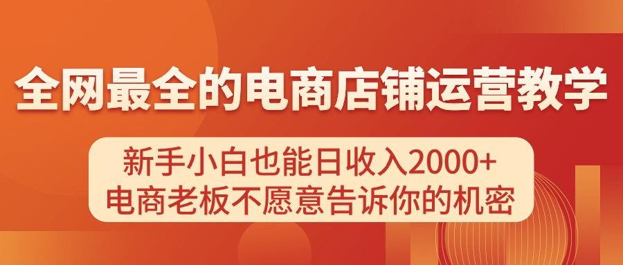 电商店铺运营教学，新手小白也能日收入2000+，电商老板不愿意告诉你的机密-云泽轻创网