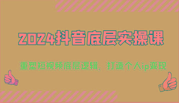 2024抖音底层实操课：重塑短视频底层逻辑，打造个人ip变现(52节)-云泽轻创网