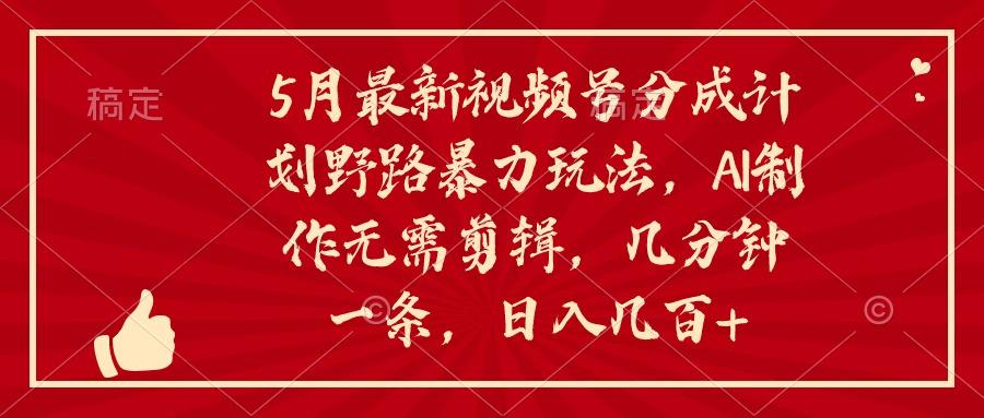 5月最新视频号分成计划野路暴力玩法，ai制作，无需剪辑。几分钟一条，…-云泽轻创网