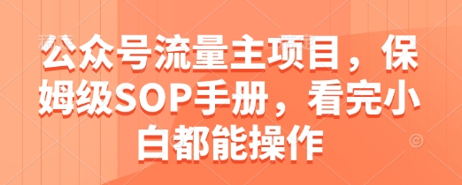 公众号流量主项目，保姆级SOP手册，看完小白都能操作-云泽轻创网