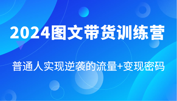 2024图文带货训练营，普通人实现逆袭的流量+变现密码(87节课)-云泽轻创网