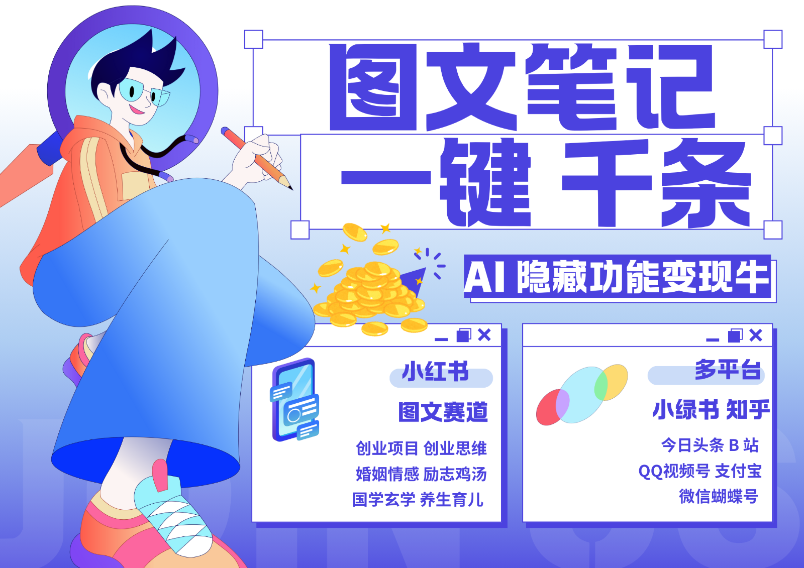 1键生成数千条图文 创业国学 秒生笔记 小红书小绿书图文 轻松引流 变现30000+-云泽轻创网