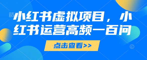 小红书虚拟项目，小红书运营高频一百问【文档】-云泽轻创网