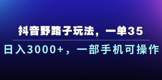 抖音野路子玩法，一单35.日入3000+，一部手机可操作-云泽轻创网