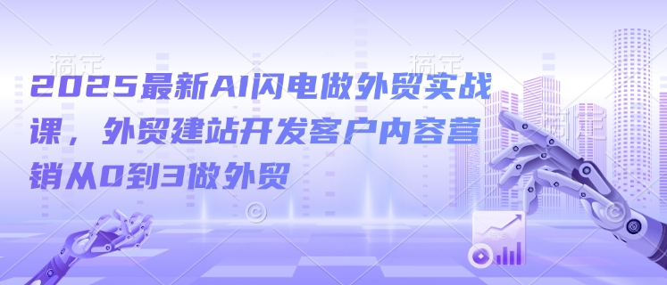 2025最新AI闪电做外贸实战课，外贸建站开发客户内容营销从0到3做外贸-云泽轻创网